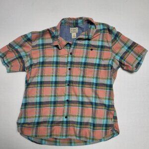 L.L. Bean Mens Reg M Plaid Short Sleeve Button Down Shirt Traditional Fit